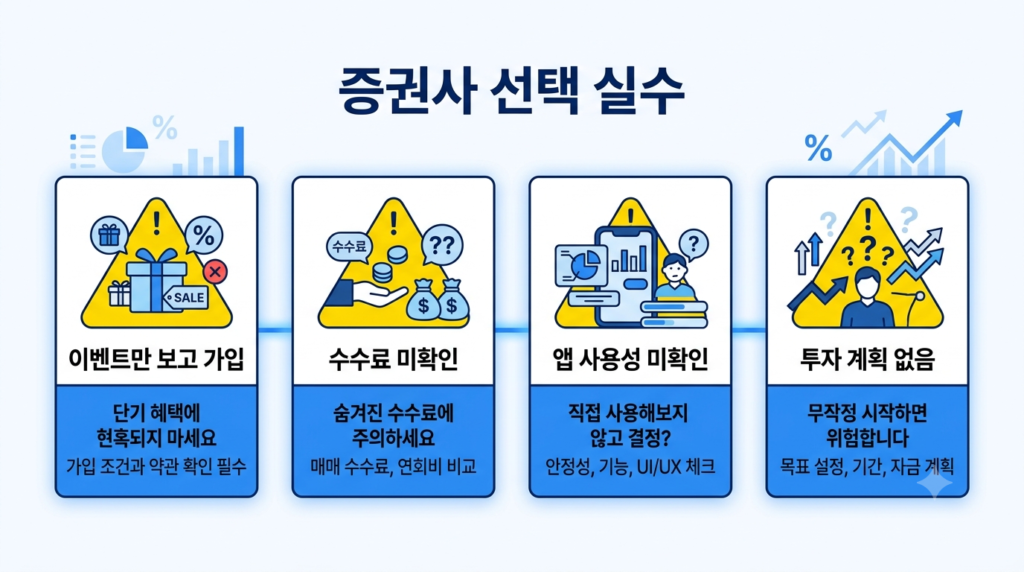 ISA 증권사 선택 시 자주 하는 실수를 설명하는 인포그래픽