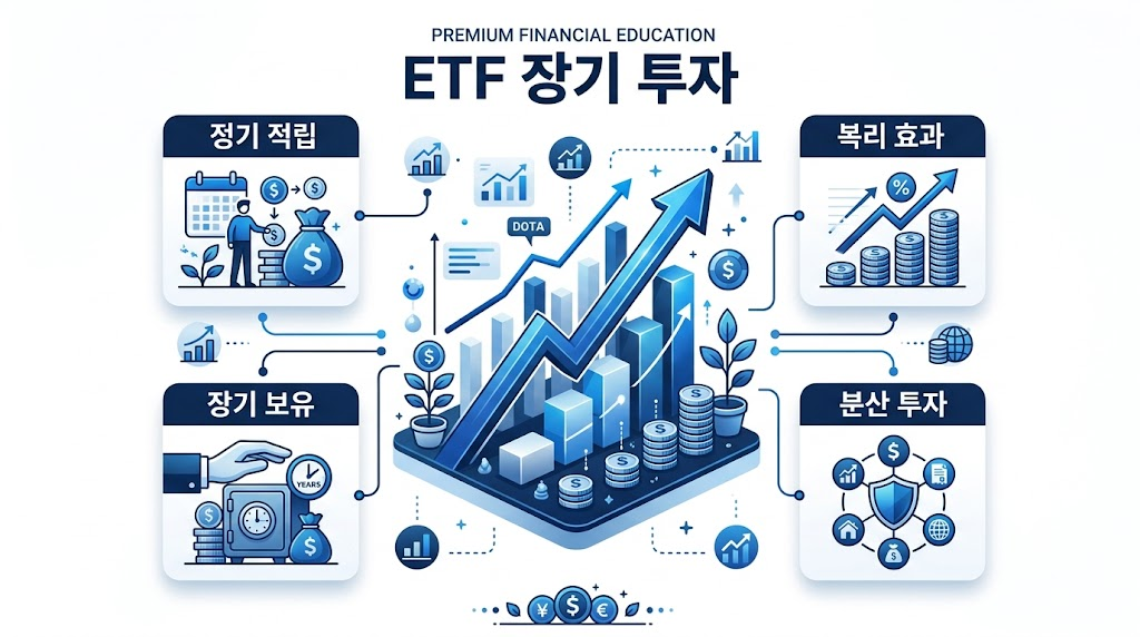 ETF 장기투자의 개념을 설명하는 인포그래픽
