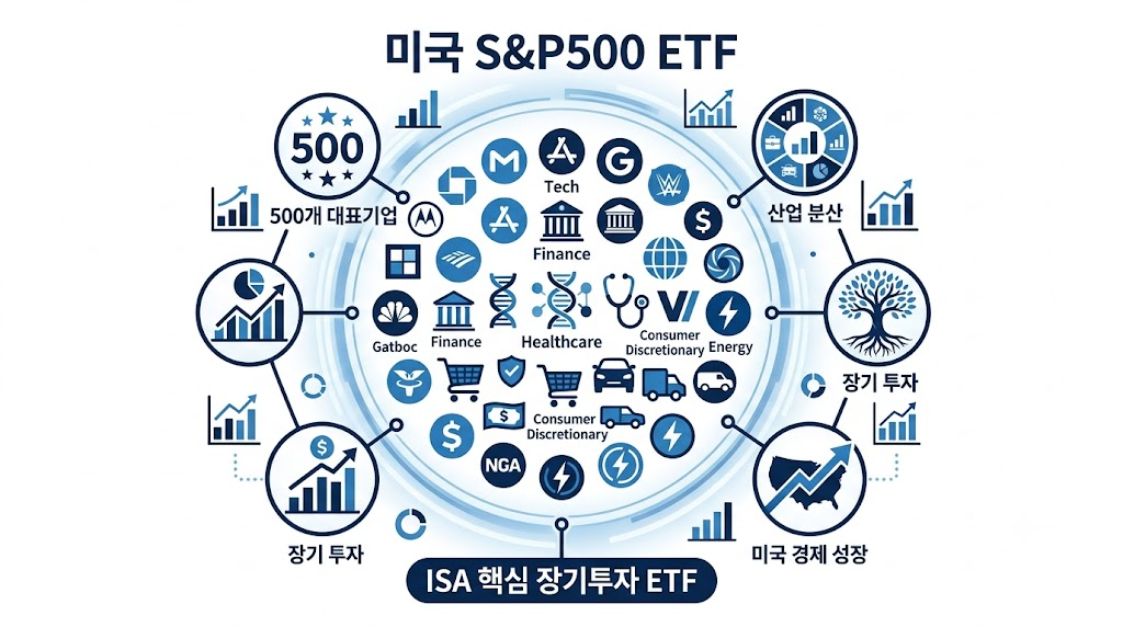 ISA에서 투자할 수 있는 미국 나스닥100 ETF의 특징을 설명하는 인포그래픽
